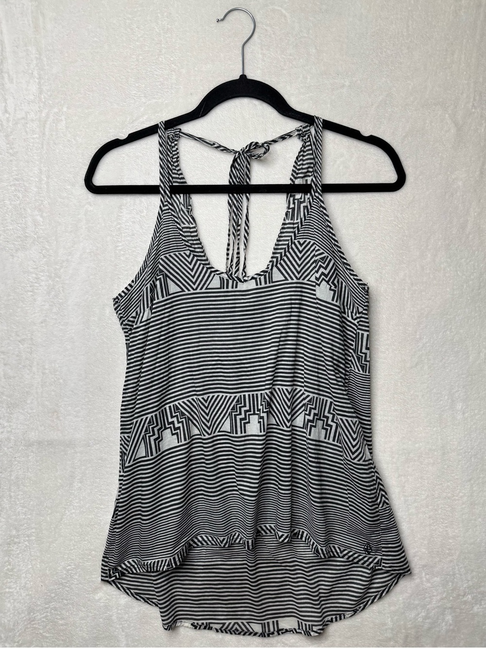Volcom Summer Strybal Geometric Stripped Cami Tank Top Halter Top 100% Cotton M